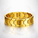 Bracelet homme acier plaque or magnetique aimante