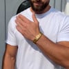 Bracelet homme acier plaque or magnetique aimante