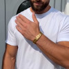 Bracelet homme acier plaque or magnetique aimante