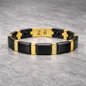Bracelet homme céramique noire magnétique – Zircons sertis