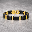 Men's 2Tone Black Ceramic Magnetic Gold Plated Bracelet