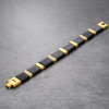 Bracelet homme ceramique noir magnetique 2ton plaque or