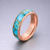 Bague homme tungstene anneau ruban turquoise a graver