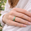 Bague homme tungstene anneau ruban turquoise a graver