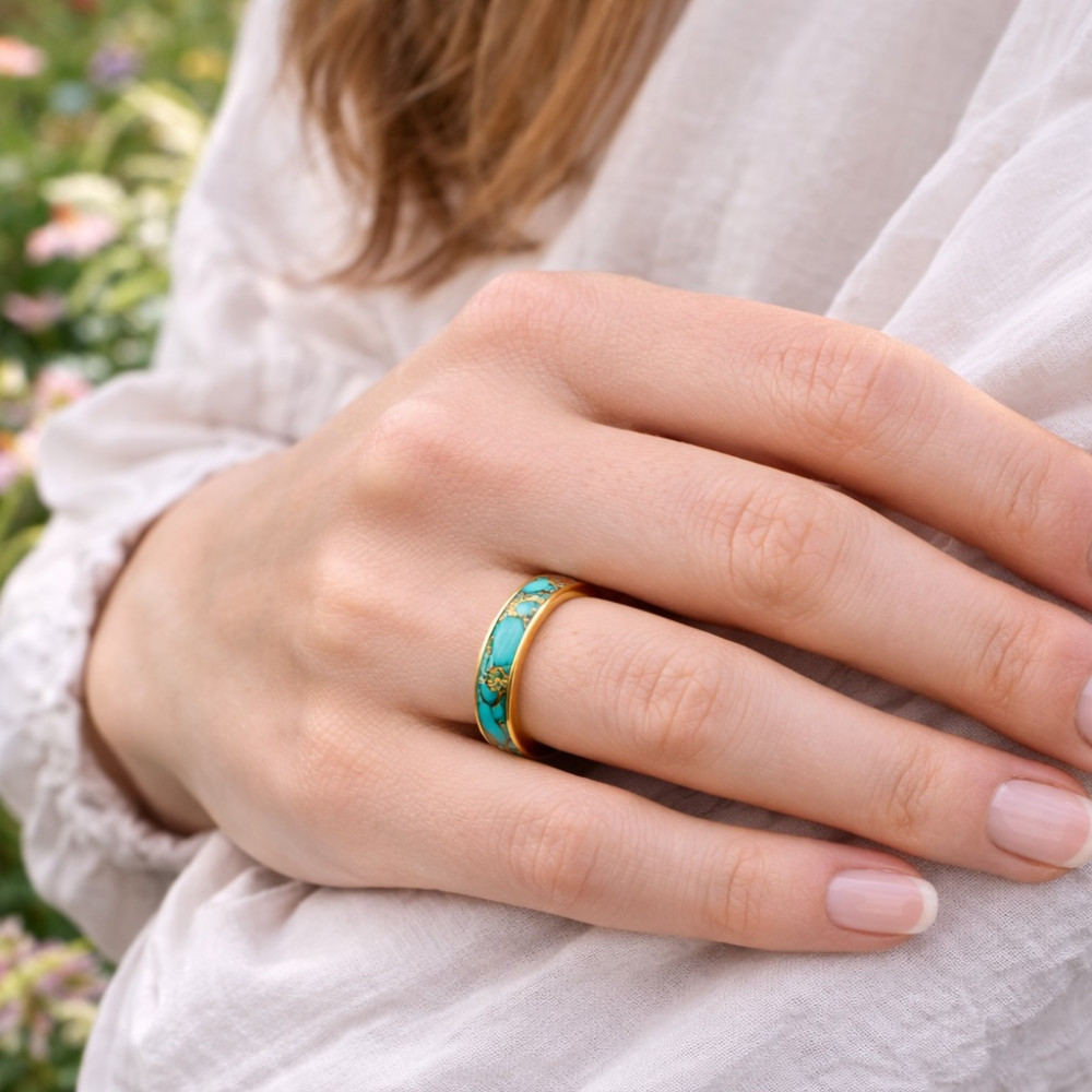 Bague Fantaisie Bleu Turquoise Taille 52 (USA 6) - Cristal Et Alliage