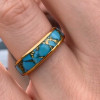 Bague homme tungstene anneau ruban turquoise a graver