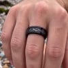 Bague personnalisee alliance anneau Tungstene noir