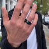 8mm Bague couple personnalisee tungstene noir nacre abalone
