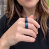 6mm Bague couple personnalisee tungstene noir nacre abalone