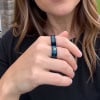 6mm Bague couple personnalisee tungstene noir nacre abalone