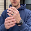 Bague personnalisee homme tungstene noir fibre de carbone bords biseaute