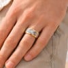 D Bague homme anneau en tungstene martelee design