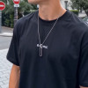 Pendentif personnalise collier homme femme couple barre resine noir acier personnaliser