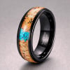 Bague Tungstène Noir Brossé intérieur en Bois