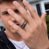 Bague Tungstène Noir Brossé intérieur en Bois