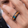 Bague Tungstène Noir Brossé intérieur en Bois