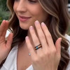 Bague Tungstène Noir Brossé intérieur en Bois
