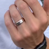 Bague alliance tungstene brossé zirconium