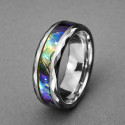 6mm Bague couple personnalisee tungstene noir nacre abalone