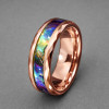 6mm Bague couple personnalisee tungstene noir nacre abalone