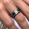 6mm Bague couple personnalisee tungstene noir nacre abalone
