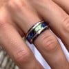 6mm Bague couple personnalisee tungstene noir nacre abalone