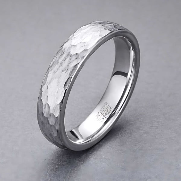 M Bague mariage homme tungstene martelee personnalisable