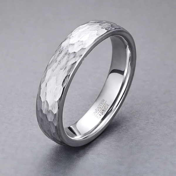 M Bague mariage homme tungstene martelee personnalisable
