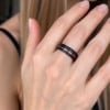 6mm Bague personnalisee alliance tungstene brosse rainure