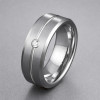 Bague homme anneau tungstene sertie zirconium