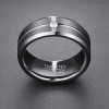 Bague homme anneau tungstene sertie zirconium