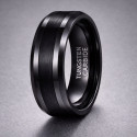 Bague homme tungstene plaque or ruban mat brosse a graver