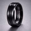 N Bague homme tungstene plaque or ruban mat brosse a graver