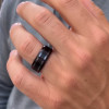 Men's Gold Plated Tungsten Brushed Center Custom Engraved Band Ring