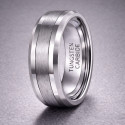 Bague homme tungstene plaque or ruban mat brosse a graver