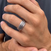Bague argent tresse tournant anti-stress homme