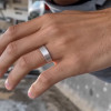 Bague ouverte homme anneau argent finition brosse