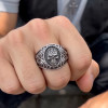 Bague argent chevaliere homme biker tete de mort croix de malte
