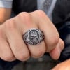 Bague argent chevaliere homme biker tete de mort croix de malte