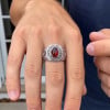 Bague argent ouvert chevaliere homme onyx ovale rouge motif croix