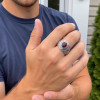 Bague argent ouvert chevaliere homme onyx ovale rouge motif croix