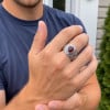Bague argent ouvert chevaliere homme onyx ovale rouge motif croix