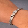 M Bracelet homme chaine maille acier plaque noir