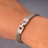 Bracelet homme chaine maille acier plaque noir