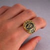 Bague homme Franc-maçonnerie acier plaque or
