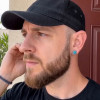 Boucles d'oeilles homme clous argent pierre turquoise