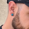 Boucles d'oeilles homme clous argent pierre turquoise