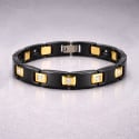 Bracelet femme ceramique noir magnetique plaque or