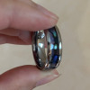 6mm Bague couple personnalisee tungstene noir nacre abalone