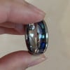 6mm Bague couple personnalisee tungstene noir nacre abalone